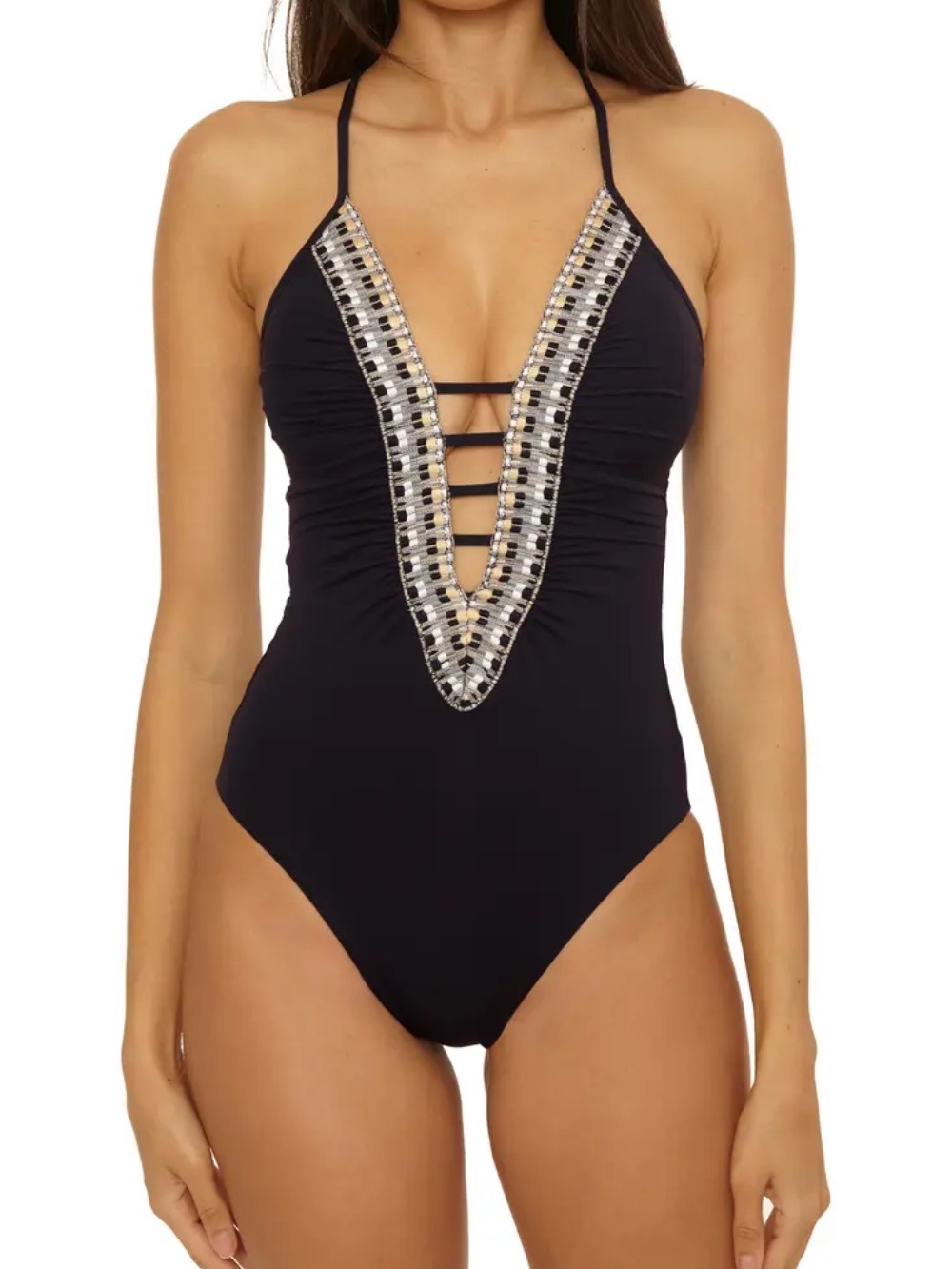 NWOT BECCA Fiesta Plunge One-Piece Swimsuit